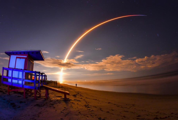 launch, Telesat, Telstar 18 Vantage communications satellite, SpaceX Falcon 9 rocket, 
