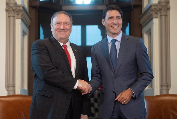 Canadian Prime Minister Justin Trudeau, US Secretary of State Mike Pompeo, Parliament Hill,