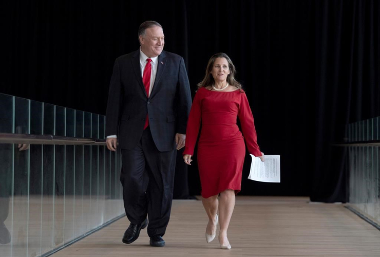Canadian Foreign Affairs Minister Chrystia Freeland, US Secretary of State Mike Pompeo,