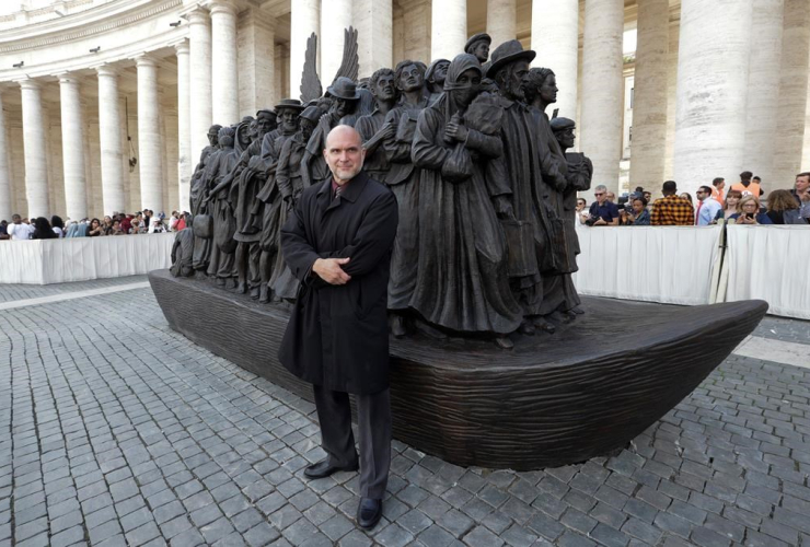Timothy P. Schmalz, sculpture, Angels Unawares, Migrant and Refugee World Day, St. Peter's Square, Vatican, 