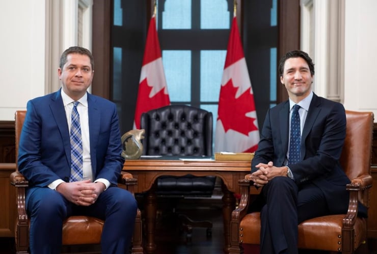 Prime Minister Justin Trudeau, Conservative leader Andrew Scheer,