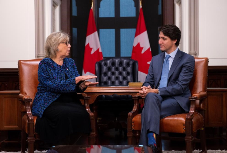 Green Party Parliamentary Leader Elizabeth May, Prime Minister Justin Trudeau,
