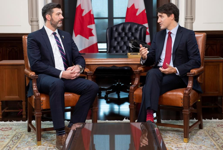 Prime Minister Justin Trudeau, Mayor of Edmonton, Don Iveson,