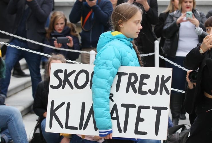 Swedish climate activist Greta Thunberg, rally, Alberta Legislature Building, Edmonton, 