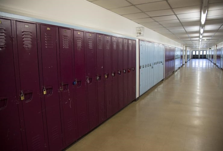 empty hallway, Eric Hamber Secondary school, Vancouver, 