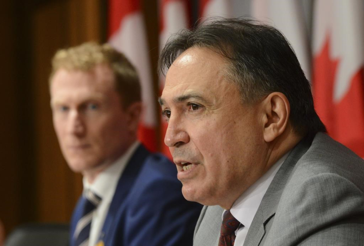 Perry Bellegarde, national chief of the Assembly of First Nations, Marc Miller, minister of indigenous services, 