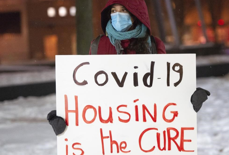 homeless, protest, COVID-19 curfew,
