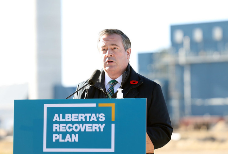 Premier Jason Kenney marked the United Nations climate change conference underway in Glasgow, Scotland, by announcing new industrial projects Monday that the government says will cut nearly seven million tonnes of greenhouse gas emissions by 2030. Photo b