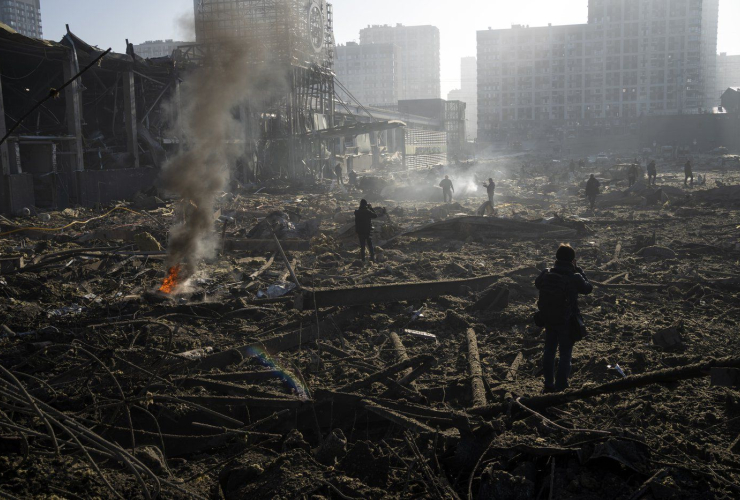 destruction, shopping center, Kyiv, Ukraine, 