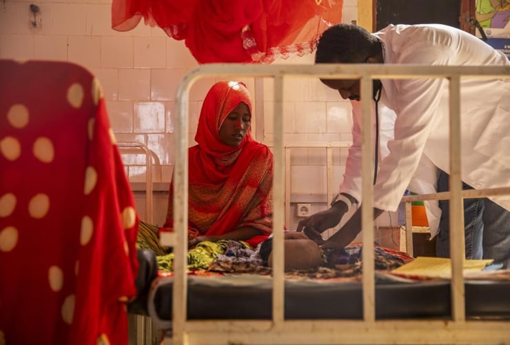 Dr Mahamed Shafir, malnourished baby, UNICEF, stabilization center, Gode Hospital, Shabelle Zone, Somali, Ethiopia, 