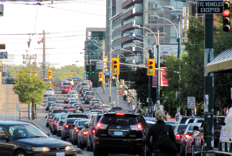 Toronto traffic jam on Spadina Ave.