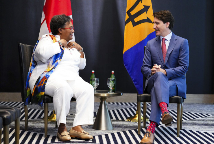 Justin Trudeau,  Mia Mottley, Summit of the Americas, Los Angeles, Calif.,