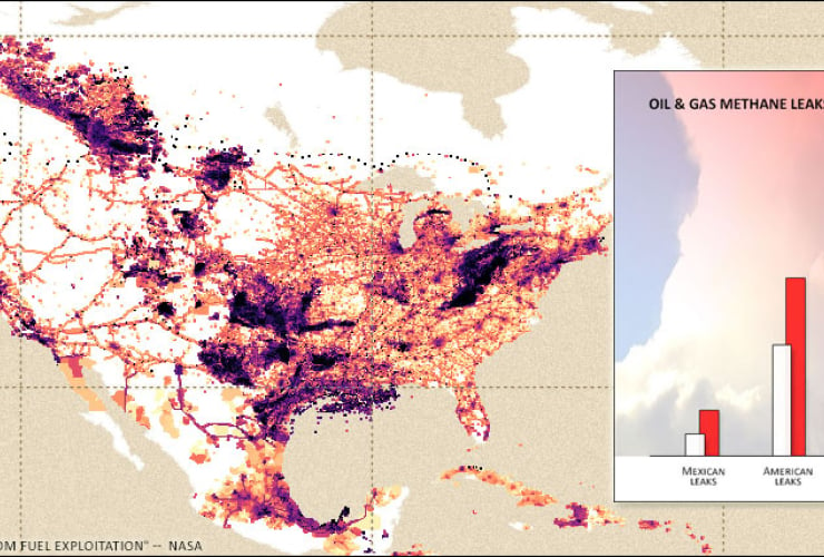 Map of methane leaks from oil and gas industry -- NASA