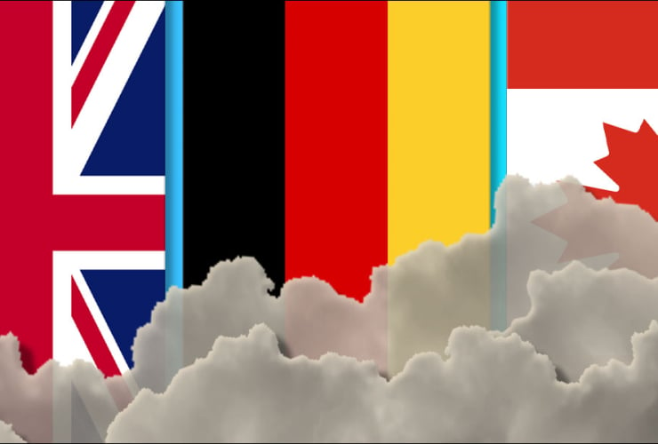 Illustration of flags and smoke