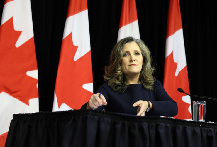 finance minister chrystia freeland at a budget-day press conference in Ottawa